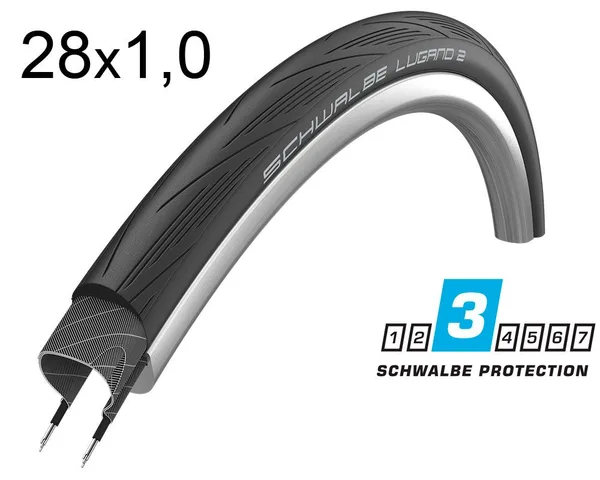 Покришка 700X25C (25-622) Schwalbe Lugano Ii Endurance Reinforced Tread, Twinskin B/B Hs471 Sic 50 EPI