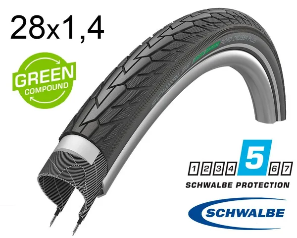 Покришка 28X1.40 700X35C (37-622) Schwalbe Road Cruiser Plus Punctureguard, Twinskin B/B+RT  Hs484 Green 50 EPI