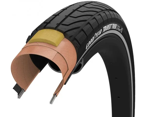 Покришка 700x50 (50-622) GoodYear Transit Tour S3:Protection, Wire, Black + reflective strips, 60tpi
