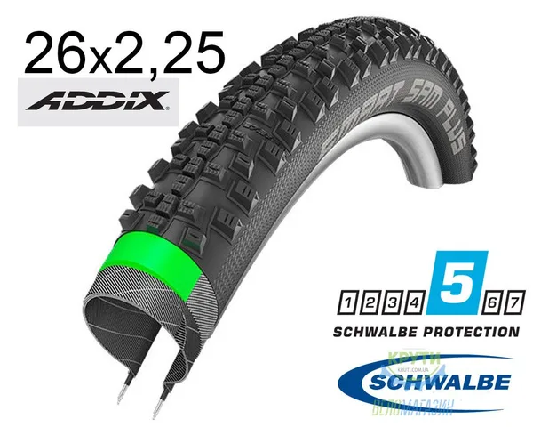 Покришка 26X2.25 (57-559) Schwalbe Smart Sam Plus G-Guard Snakeskin Performance B/B-Sk Hs476 Addix, 67 EPI 35B