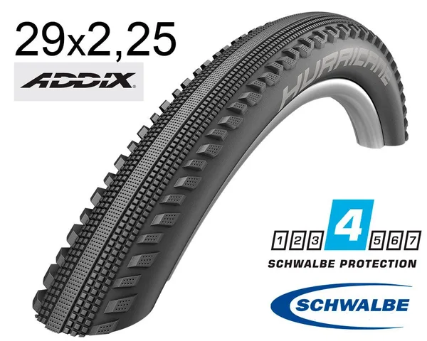Покрышка 29X2.25 (57-622) Schwalbe Hurricane Performance, Raceguard B/B-Sk+RT  Hs499 Addix 67 EPI B