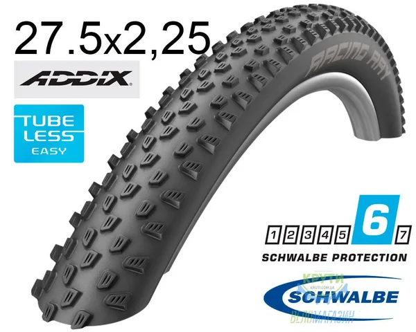 Покрышка 27.5X2.25 650B (57-584) Schwalbe Racing Ray Perf Twinskin Tlr B/B Hs489 Addix, 67 EPI