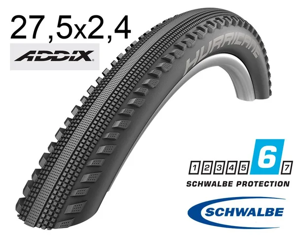 Покришка 27.5X2.40 650B (62-584) Schwalbe Hurricane Performance, Dd, Raceguard B/B-Sk+RT  Hs499 Addix 67 EPI B