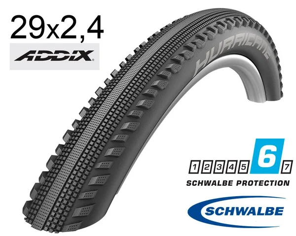 Покрышка 29X2.40 (62-622) Schwalbe Hurricane Performance, Dd, Raceguard B/B-Sk+RT  Hs499 Addix 67 EPI B