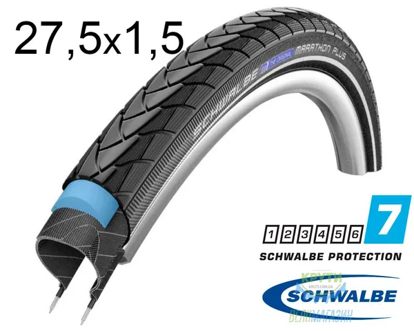 Покришка 27.5X1.50 650X38B (40-584) Schwalbe Marathon Plus Hs440 S-Guard B/B+RT  Ec, 67 EPI 28B