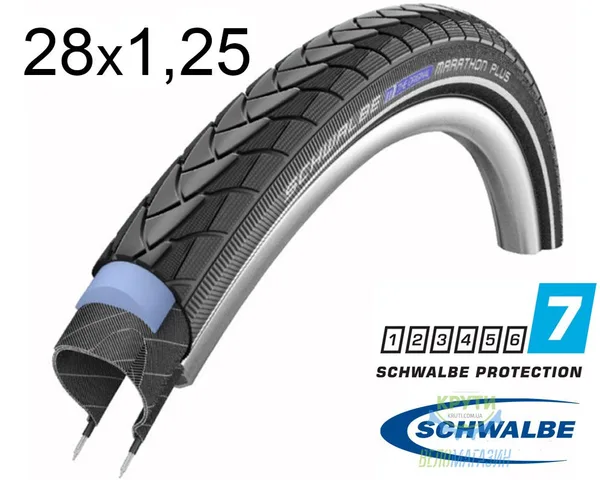 Покрышка 28X1.25 700X32C (32-622) Schwalbe Marathon Plus S-Guard Performance B/B+RT  Hs440 Ec, 67 EPI