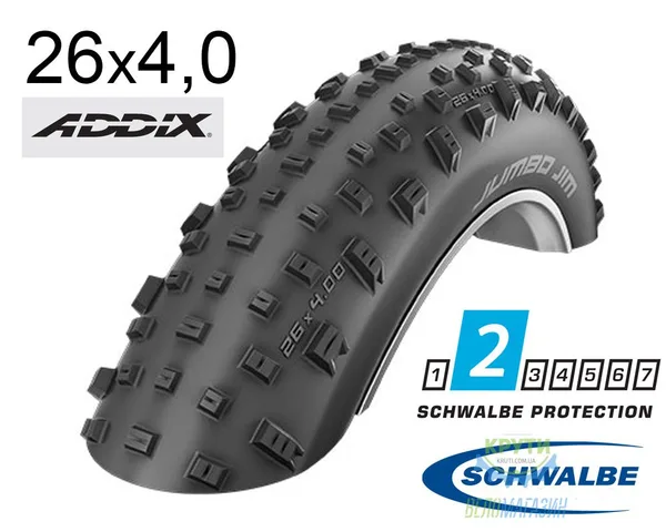 Покрышка 26X4.00 (100-559) Schwalbe Jumbo Jim Performance, Folding B/B-Sk Hs466 Addix 67 EPI Ek