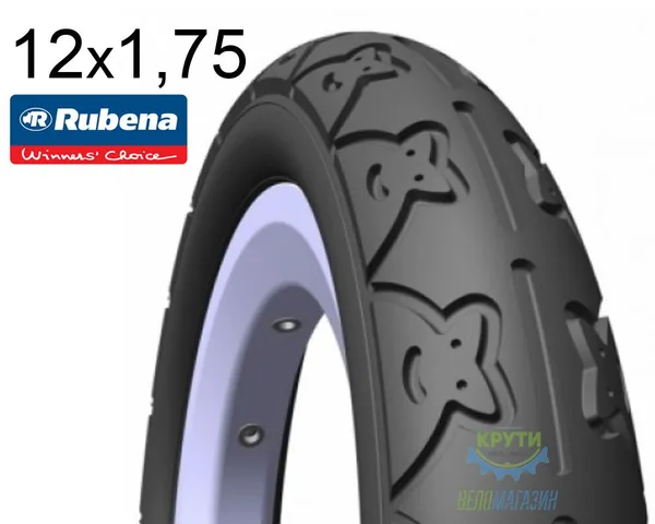 Покрышка 12 X 1/2Х1,75Х2 1/4 (47X203) Mitas (Rubena) Teddy V62 Pre Classic Чёрн.