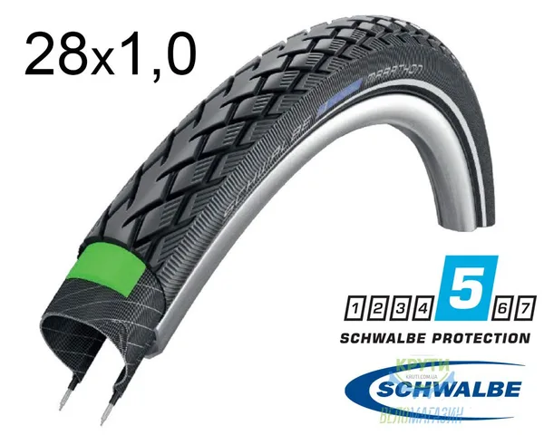 Покрышка 700 X25C (25X622) Schwalbe Marathon Green Guard B+RT  Hs420 Ec
