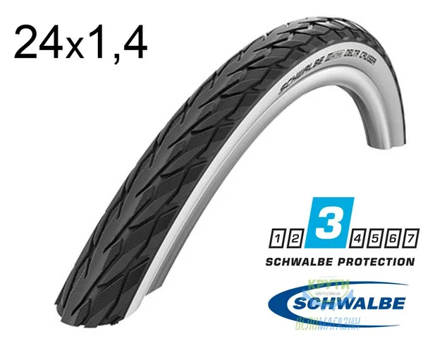 Покришка 24X1 3/8 (37-540) Schwalbe Delta Cruiser Hs392 K-Guard B/W SBC, 50 EPI