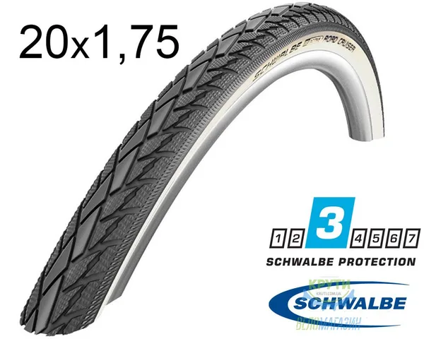 Покришка 20X1.75 (47-406) Schwalbe Road Cruiser K-Guard B/W Hs484 Green