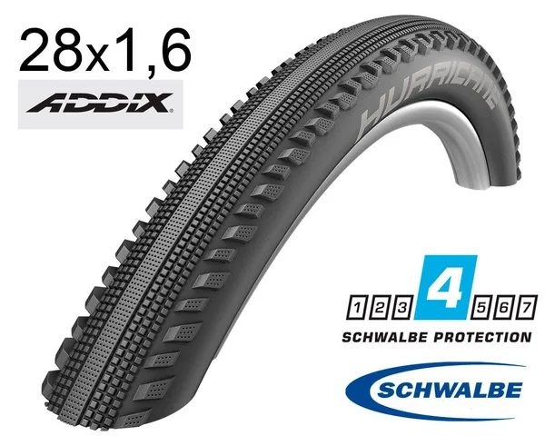 Покришка 28X1.60 (42-622) Schwalbe Hurricane Performance, Raceguard B/B-Sk+RT  Hs499 Addix 67 EPI B