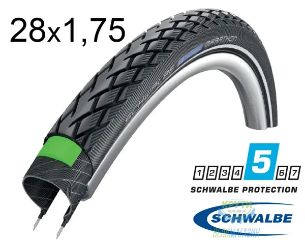 Покрышка 28X1.75 (47-622) Schwalbe Marathon Hs420 Greenguard B/B+RT  Ec 67 EPI 33B