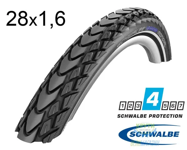 Покрышка 28X1.60 (42-622) Schwalbe Marathon Mondial Hs428 Raceguard B/B-Sk+RT  Ec 67 EPI