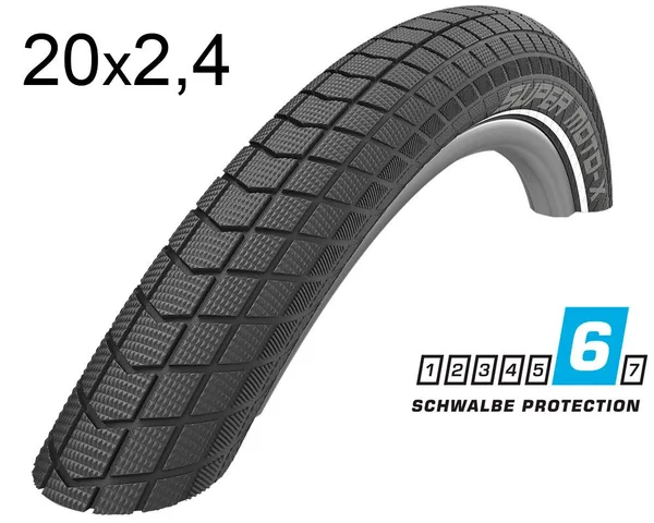 Покрышка 20X2.40 (62-406) Schwalbe Super Moto-X G-Guard Snakeskin B/B-Sk+RT  Hs439 Dc, 67 EPI 33B