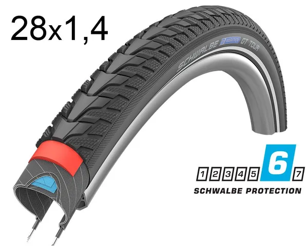 Покрышка 28X1.40 700X35C (37-622) Schwalbe Marathon Gt Tour Dualguard B/B+RT  Hs485 Ec, 67 EPI 26B