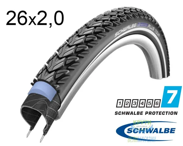 Покрышка 26X2.00 (50X559) Schwalbe Marathon Plus Tour Hs404 Smartguard B+RT  Ec 67 EPI