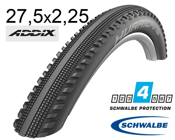 Покришка 27.5X2.25 650B (57-584) Schwalbe Hurricane Performance, Raceguard B/B-Sk+RT  Hs499 Addix 67 EPI B