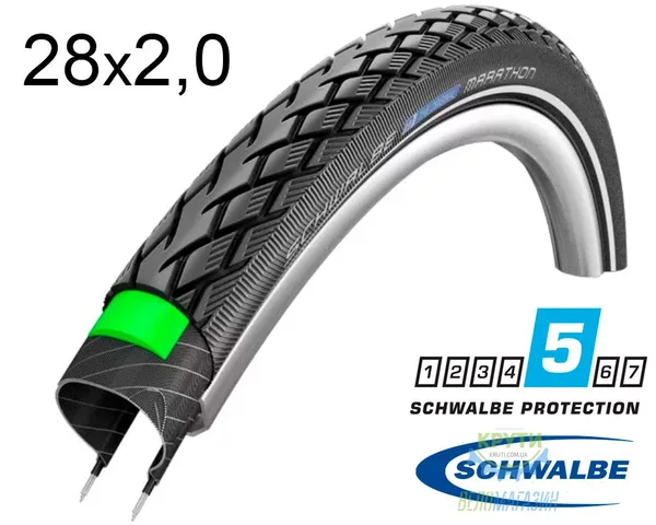 Покришка 28X2.00 (50-622) Schwalbe Marathon Hs420 Greenguard B/B+RT  Ec 67 EPI 35B