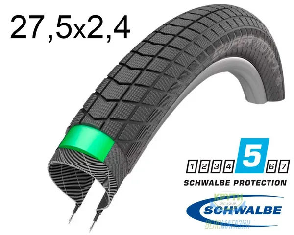 Покрышка 27.5X2.40 650B (62-584) Schwalbe Super Moto-X Greenguard,Snakeskin