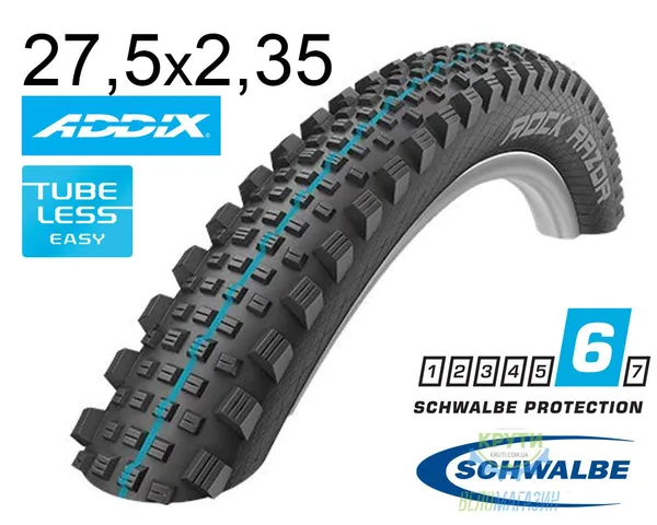 Покришка 27.5X2.35 650B (60-584) Schwalbe Rock Razor Snakeskin Tl-Easy Evolutoin Folding B/B-Sk Hs452 Addix Spgrip, 67 EPI Ek