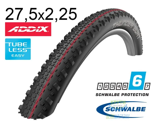 Покрышка 27.5X2.25 650B (57-584) Schwalbe Thunder Burt Snakeskin Tl-Easy Evolutoin Folding B/B-Sk Hs451 Addix Speed, 67 EPI Ek