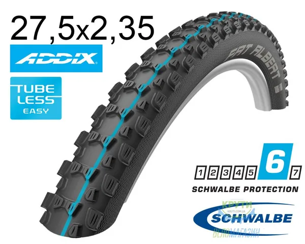 Покрышка 27.5X2.35 650B (60-584) Schwalbe Fat Albert Rear Snakeskin Tl-Easy Evolutoin Folding B/B-Sk Hs478 Addix Spgrip, 67 EPI Ek