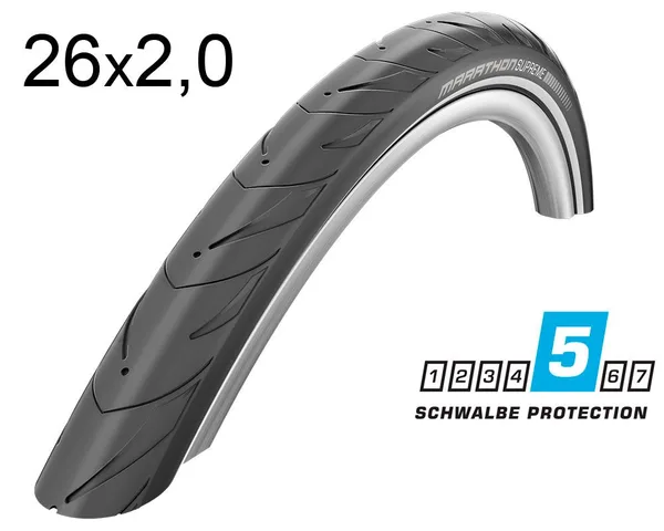 Покрышка 26X2.00 (50-559) Schwalbe Marathon Supreme V-Guard Evolution Folding B/B-Sk+RT  Hs469 Osc, 67 EPI Ek