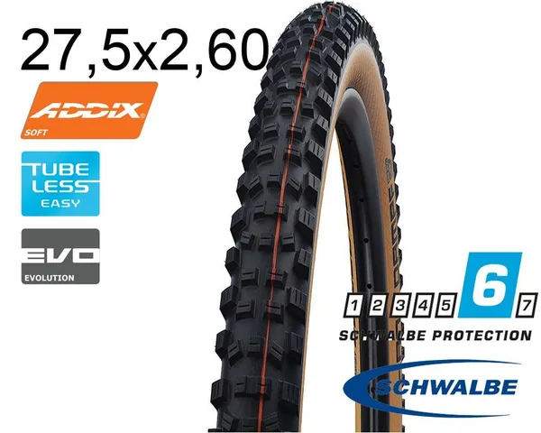 Покрышка 27.5X2.60 650B (65-584) Schwalbe Hans Dampf Evo, Apex, Snakeskin, Tle, B/Cl-Sk Hs491 Addix Soft 67 EPI