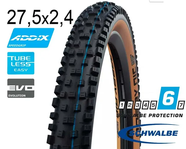Покрышка 27.5X2.40 (62-584) Schwalbe Nobby Nic Evo, Super Ground, Tle B/Cl-Sk Hs602 Addix Speedgrip 67 EPI B
