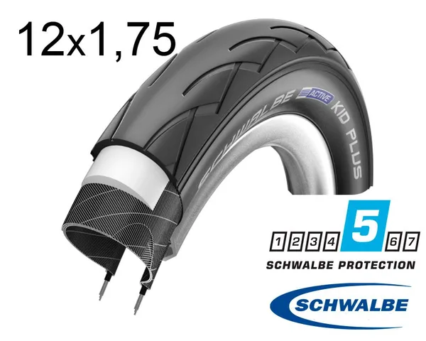 Покрышка 12X1.75 (47-203) Schwalbe Kid Plus Punctureguard B/B Hs413 Nmc, 50 EPI