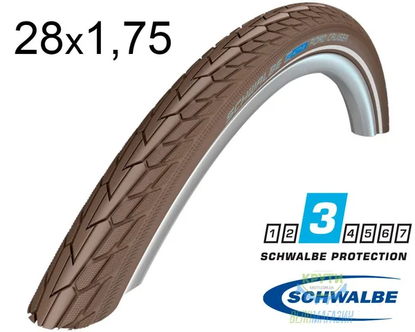 Покрышка 28X1.75 (47-622) Schwalbe Road Cruiser K-Guard Twinskin Co/Co+RT  Hs484 SBC, 50 EPI