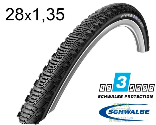 Покришка 28X1.35 700X35C (35-622) Schwalbe Cx Comp K-Guard B/B-Sk+RT  Hs369 SBC, 50 EPI